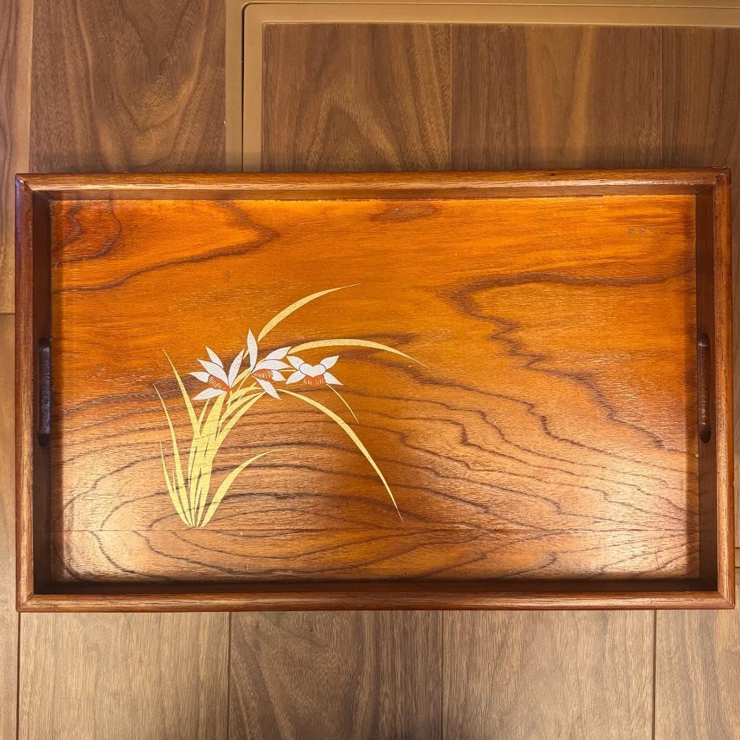 木製手描き和風 お盆 お客様おもてなし 讃岐彫 讃岐彫 お盆 讃岐塗